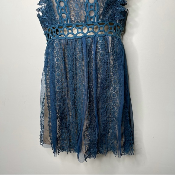 FREE PEOPLE Forever Lace Babydoll Dress Sapphire 4 - Picture 4 of 8
